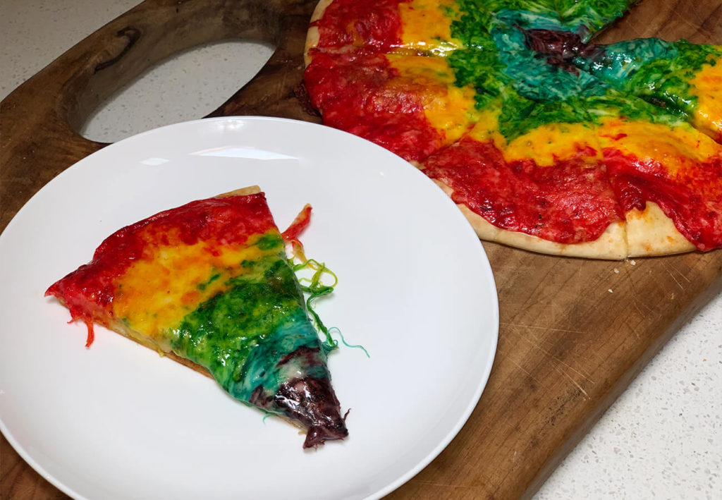 rainbow unicorn pizza party food