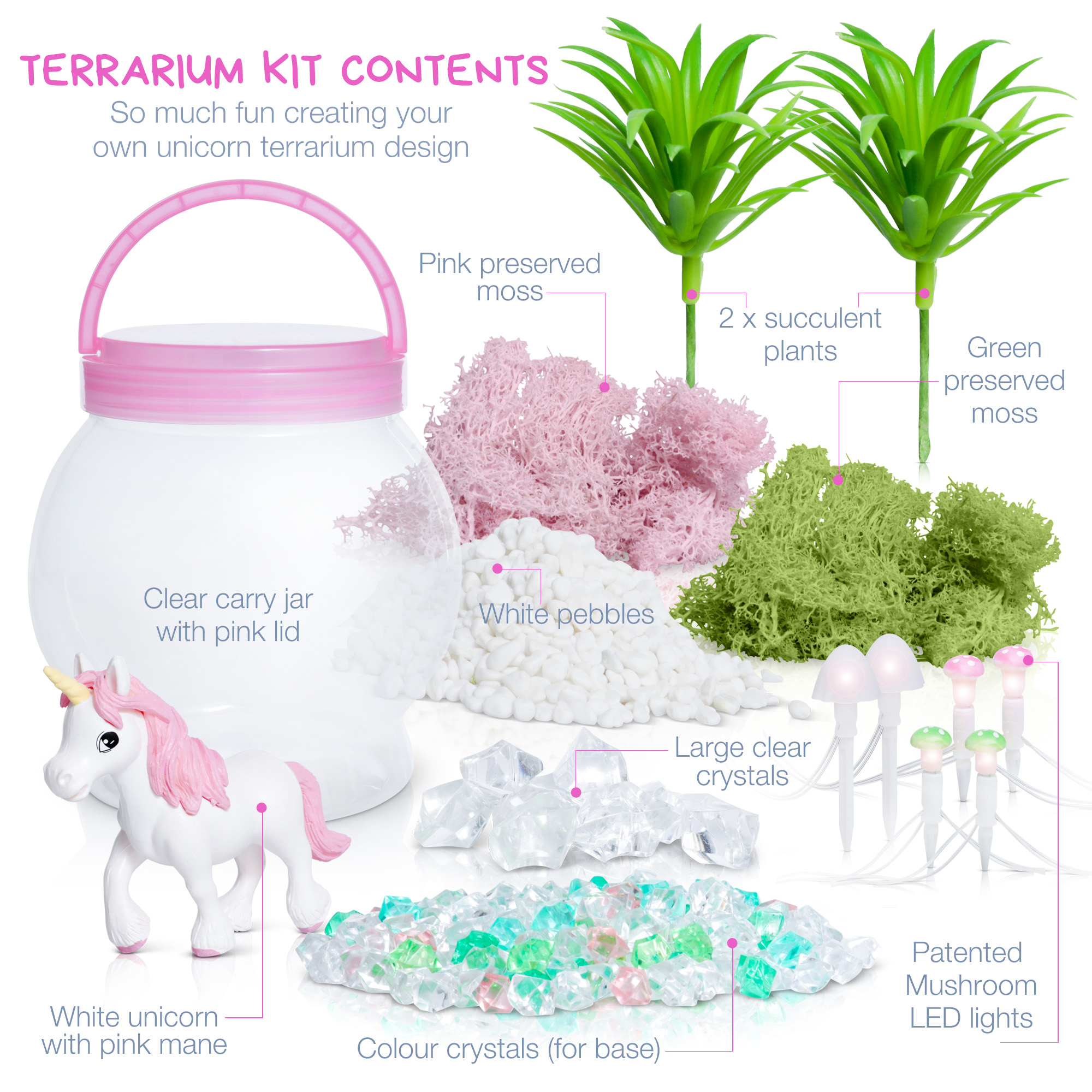 Unicorn Terrarium Girls Birthday Gift NEW 