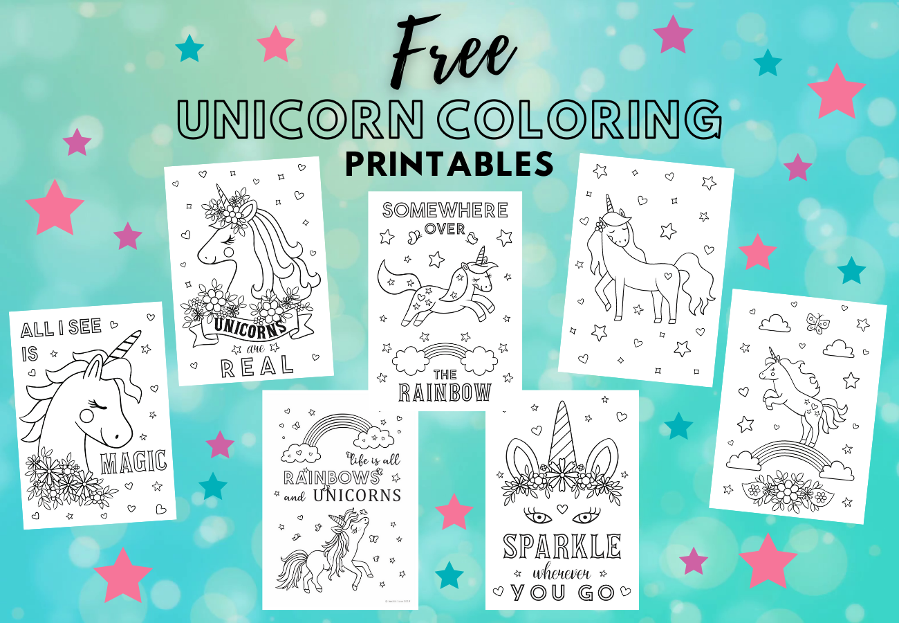 Free unicorn coloring printables